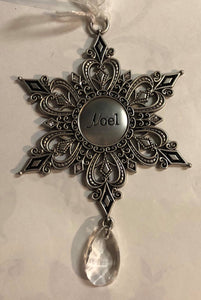 Snowflake Tree Ornament with Hanging Charm "Noel"