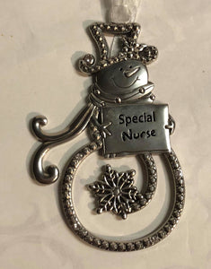 Snowman with sign Tree Ornament "Special Nurse"