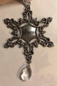 Snowflake Tree Ornament with Hanging Charm "Peace"