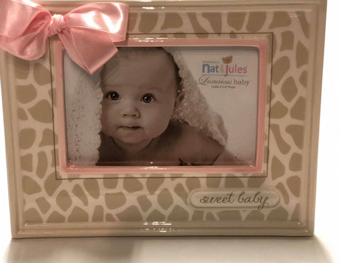 Sweet Baby- Pink Giraffe Pattern Frame