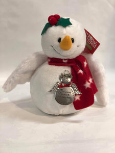 Plush snowman with ornament "Christmas kisses & holiday hugs"