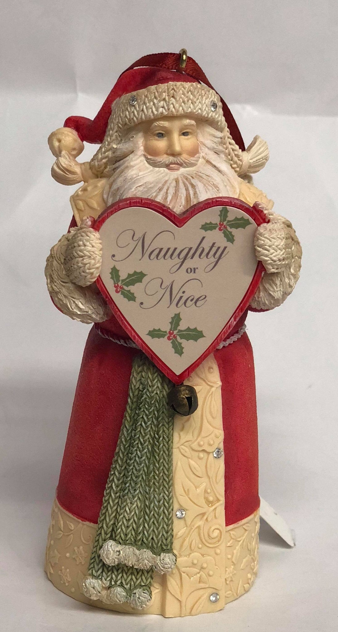 Santa Tree Ornament- holding heart "Naughty or Nice"
