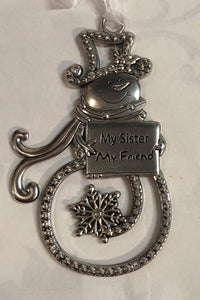 Snowman with Sign Tree Ornament "My Sister My Friend"