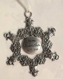 Snowflake Photo Tree Ornament "To My Godmother With Love"