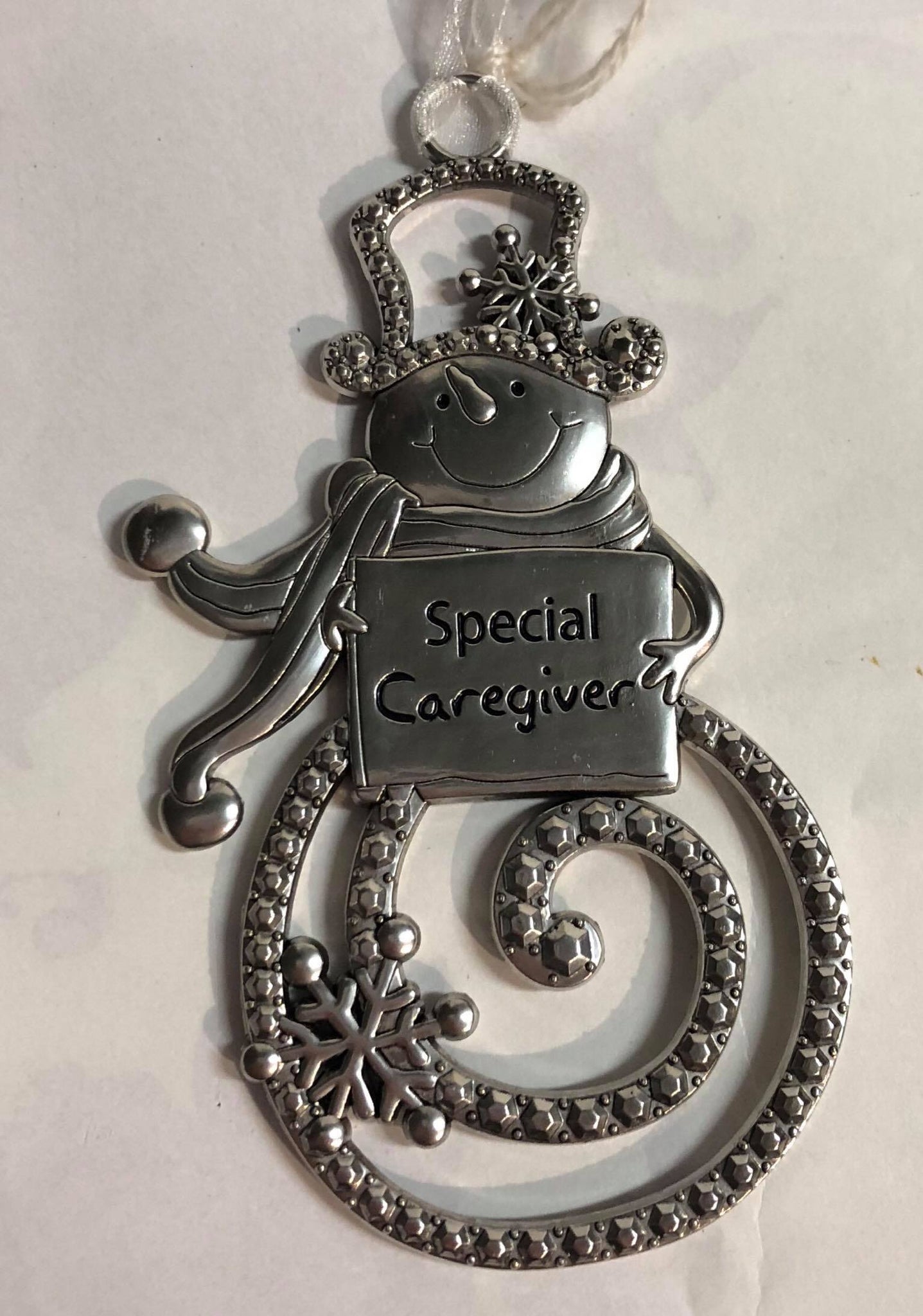 Snowman with sign Tree Ornament "Special Caregiver"