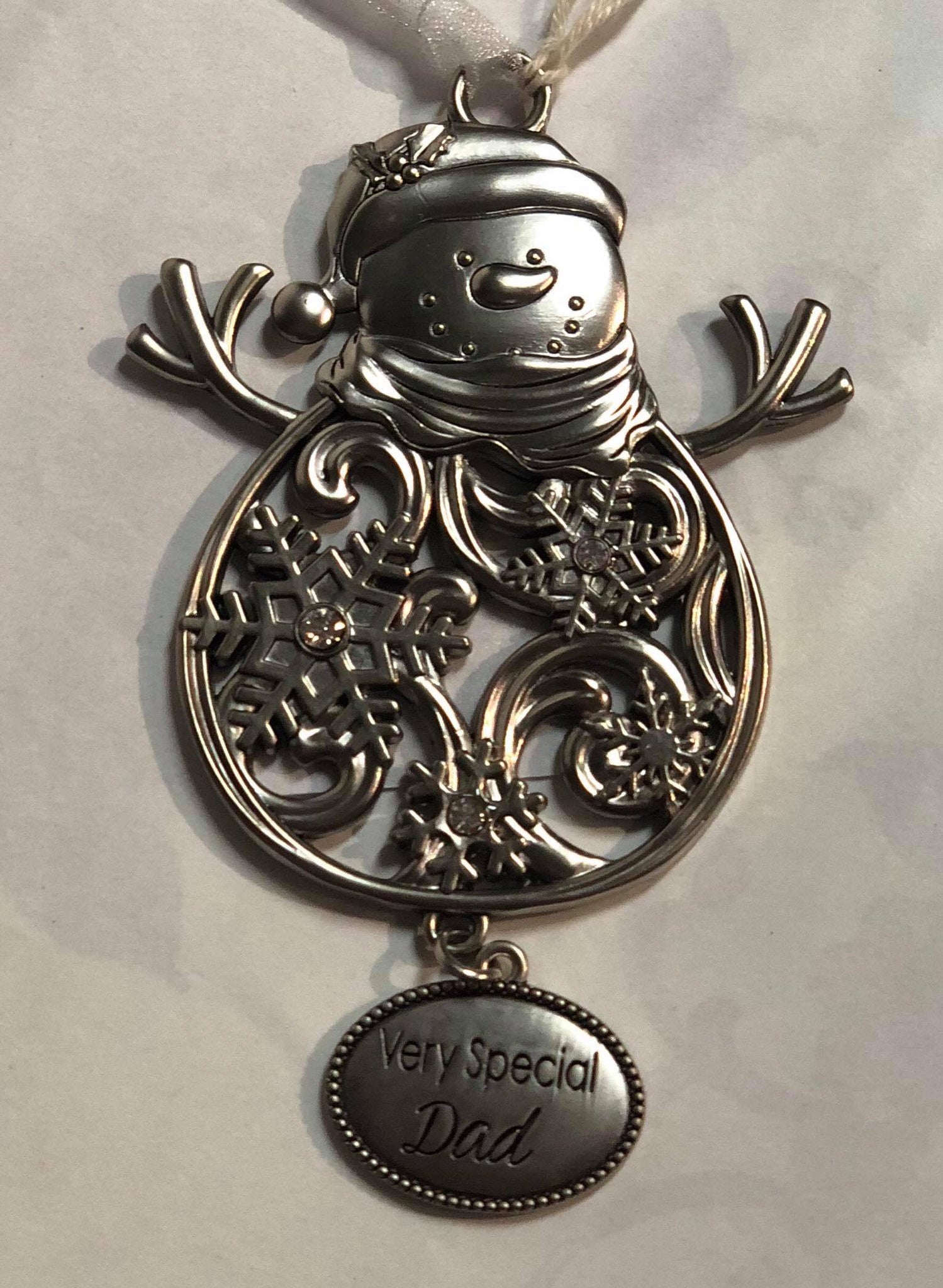 Snowman Tree Ornament with Hanging Charm "Very Special Dad"