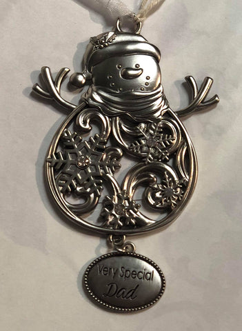 Snowman Tree Ornament with Hanging Charm "Very Special Dad"