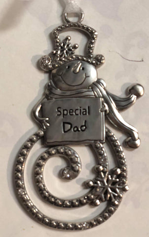 Snowman with sign Tree Ornament "Special Dad"