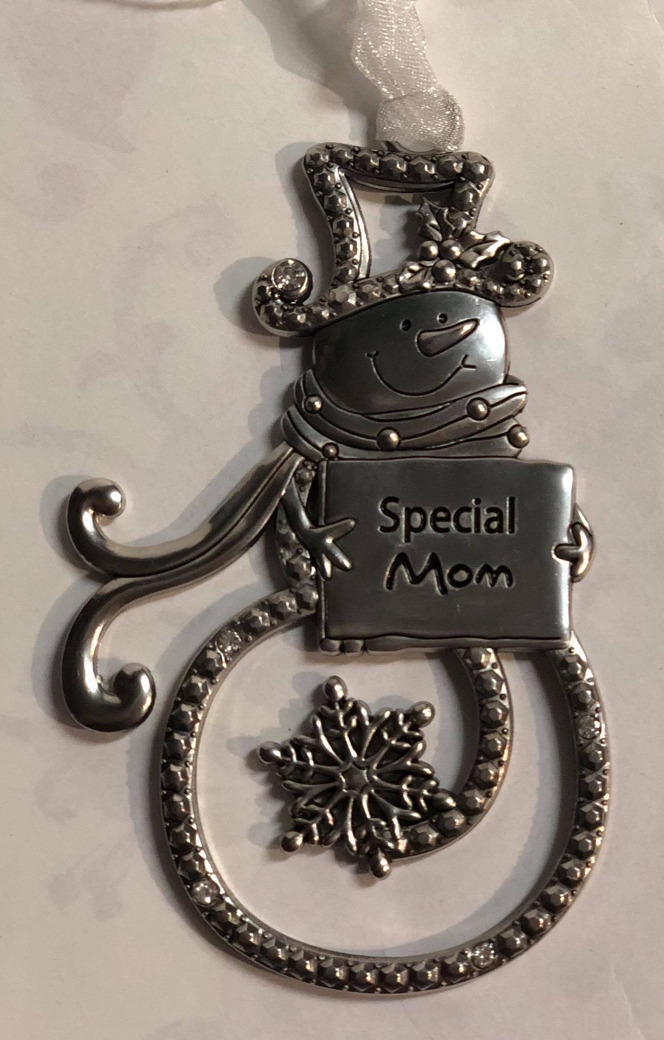 Snowman with sign Tree Ornament "Special Mom"