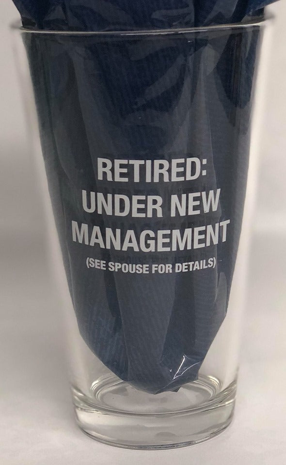 "New Management" beer glass