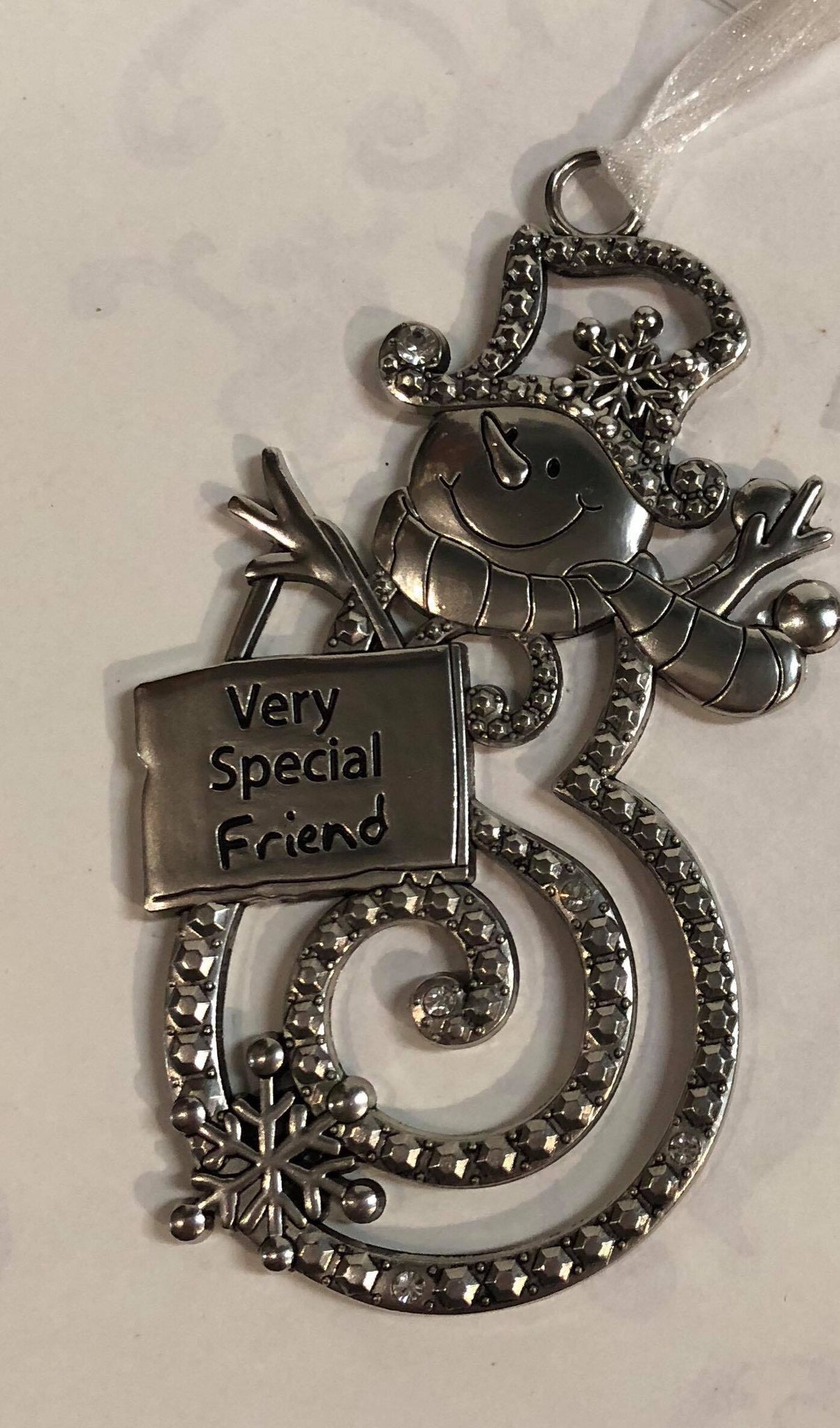 Snowman with sign Tree Ornament "Very Special Friend"