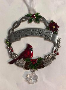 Cardinal's are visitors from Heaven Tree Ornament